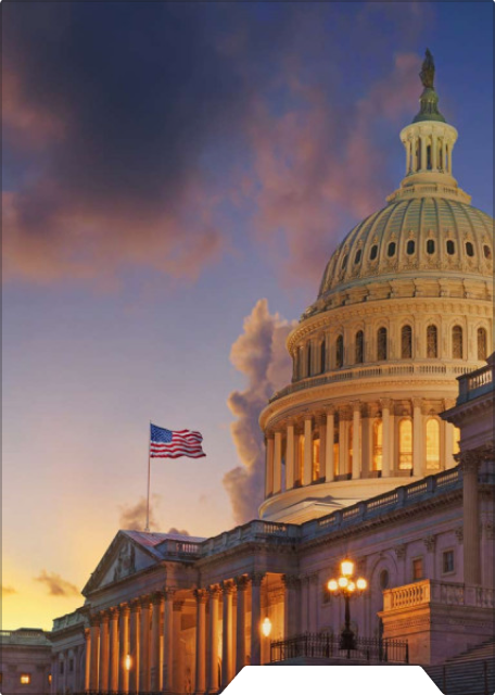 The United States Capitol at dusk